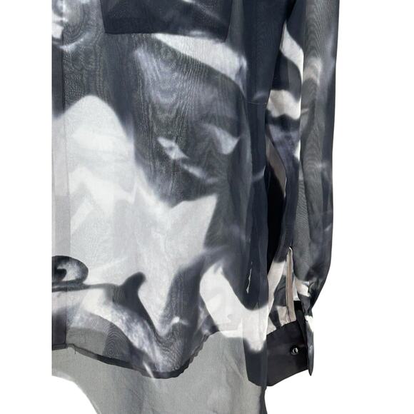Nicki‎ Minaj Hi-Low Sheer Button-Up Blouse Black White Women’s Size Large - Picture 9 of 10